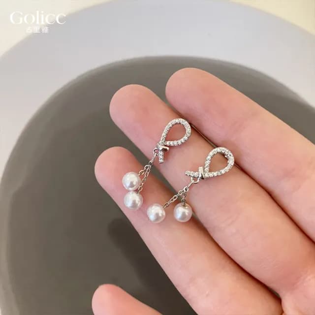 【Golicc】耳環 氣質清新 簡約 珍珠耳環(雙11 聖誕節 生日 飾品 耳釘 耳飾 耳墜 禮物)