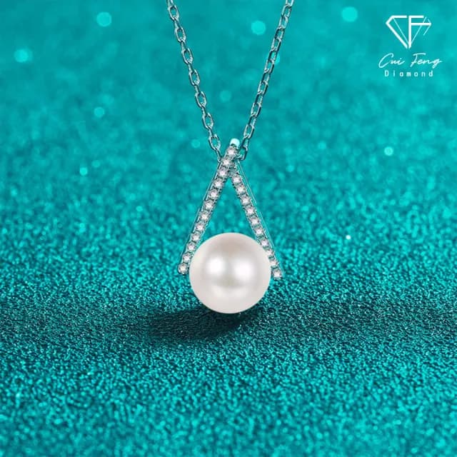 【CF鑽飾】項鍊 天然淡水珍珠X莫桑鑽《珍愛典藏》雙11限定(11分 天然淡水珍珠 項鏈 禮物 生日)