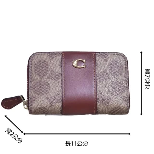 【COACH】專櫃款 經典滿版咖 拉鍊卡夾零錢包(贈原廠紙袋紙盒)