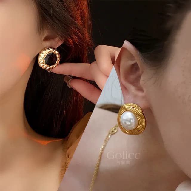 【Golicc】耳環 輕奢 宮廷風 流金系列(99購物限定 生日 飾品 耳釘 耳飾 耳墜 禮物)