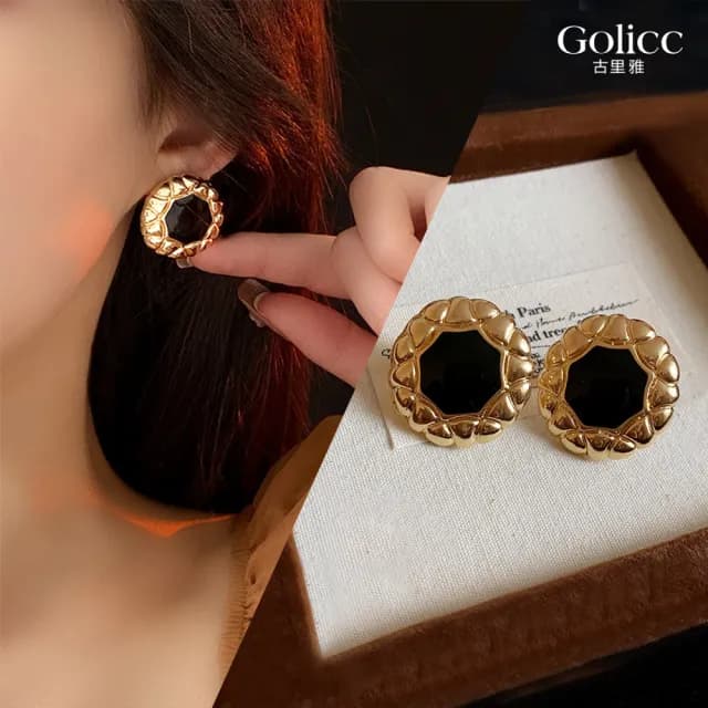 【Golicc】耳環 輕奢 宮廷風 流金系列(99購物限定 生日 飾品 耳釘 耳飾 耳墜 禮物)