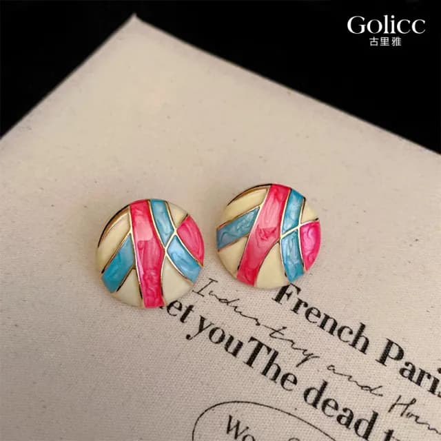 【Golicc】耳環 復古滴釉風(七夕 情人節 生日 飾品 耳釘 耳飾 耳墜 禮物)