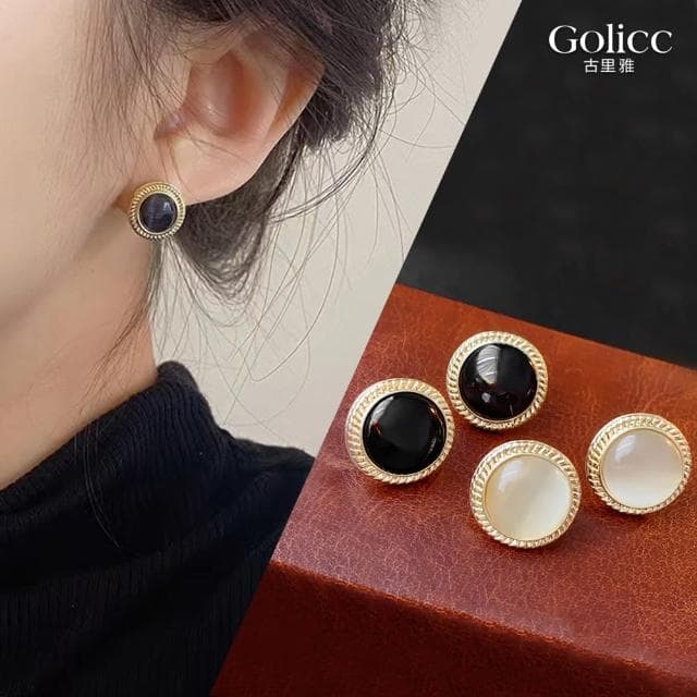 【Golicc】耳環 中古世紀風格 復古簡約(母親節 生日 情人節 飾品 耳釘 耳飾 耳墜 禮物)