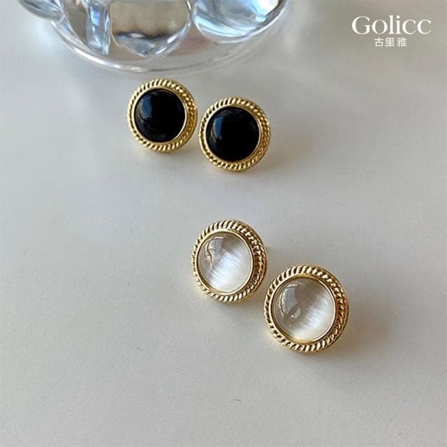 【Golicc】耳環 中古世紀風格 復古簡約(母親節 生日 情人節 飾品 耳釘 耳飾 耳墜 禮物)