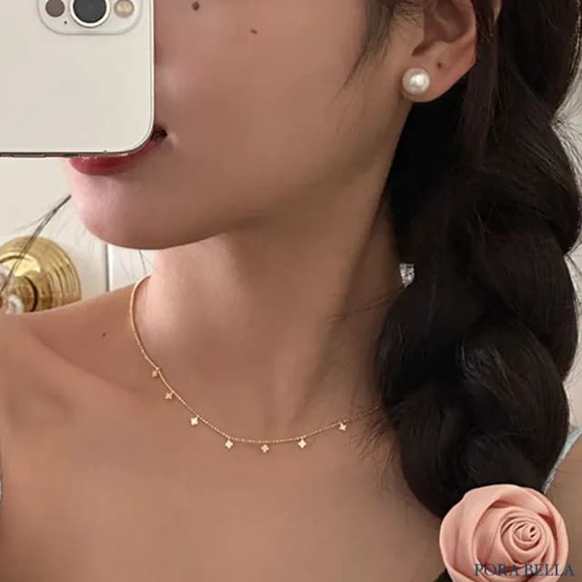 【Porabella】S925純銀四芒星項鍊 鋯石鎖骨鏈 小眾設計款ins風 情人節禮物 生日禮物 Necklace