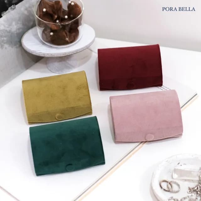 【Porabella】絨布首飾盒 半圓形 珠寶盒 小巧輕便 絨布盒飾品盒 項鍊手鍊戒指耳環耳夾收納