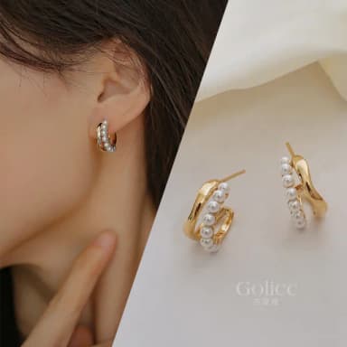 【Golicc】耳環 精緻典雅 珍珠 氣質耳環(母親節 生日 情人節 飾品 耳釘 耳飾 耳墜 禮物)