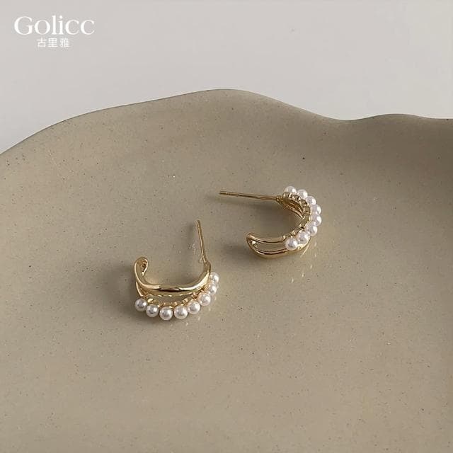【Golicc】耳環 精緻典雅 珍珠 氣質耳環(母親節 生日 情人節 飾品 耳釘 耳飾 耳墜 禮物)