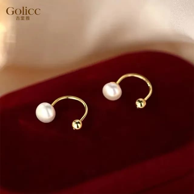 【Golicc】耳環 韓版 簡約 珍珠(99購物限定 生日 飾品 耳釘 耳飾 耳墜 禮物)