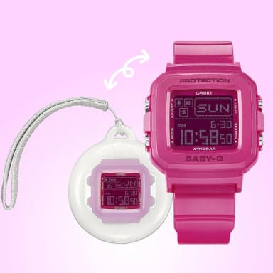 【CASIO 卡西歐】BABY-G 30週年手錶和錶殼吊飾套組 女錶 送禮 禮物 推薦(BGD-10K-4)