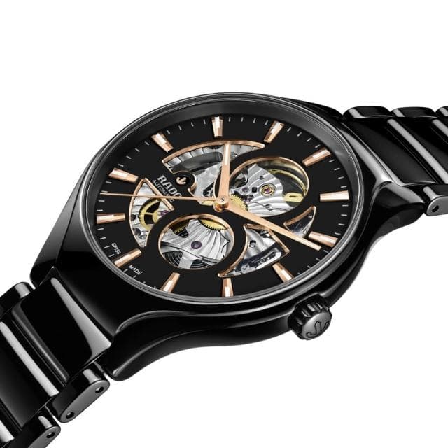 【Rado 雷達表】True Round 真系列開芯鏤空機械腕錶-40mm黑送禮推薦(R27107172)