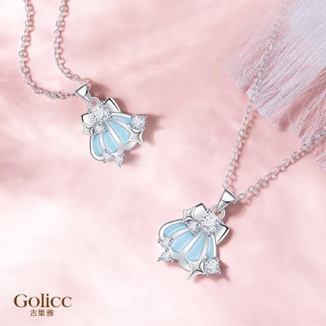【Golicc】項鍊 夏日海風 藍色貝殼(母親節 生日 情人節 鎖骨鍊 項鍊 飾品 禮物)