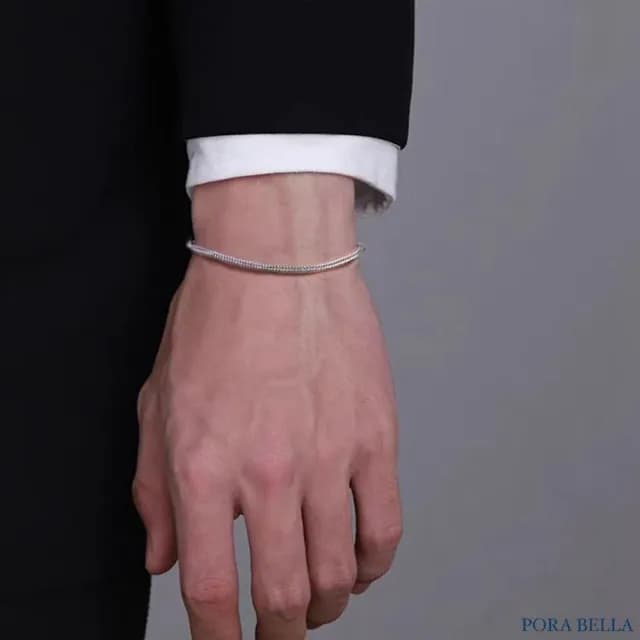 【Porabella】925純銀簡約款手鍊 小眾設計 氣質手飾 個性設計水波款手鏈 銀飾 Bracelets