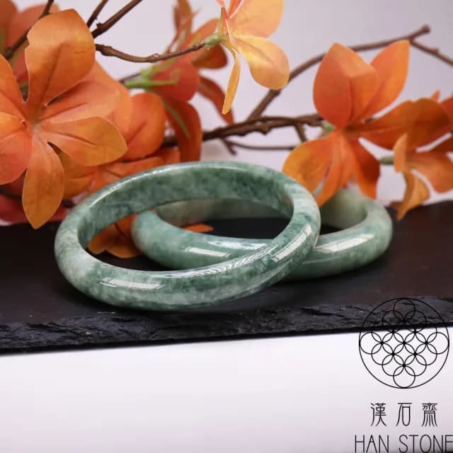 【漢石齋】情人節禮物 天然翡翠A貨 大手圍手鐲玉鐲 飄花種(版寬12mm以上)
