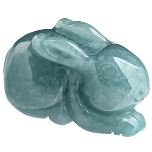 【Paiya 派亞】A貨翡翠藍水玉兔立體兔生肖兔玉石吊墜可愛女款挂件(過節送禮/交換禮物)