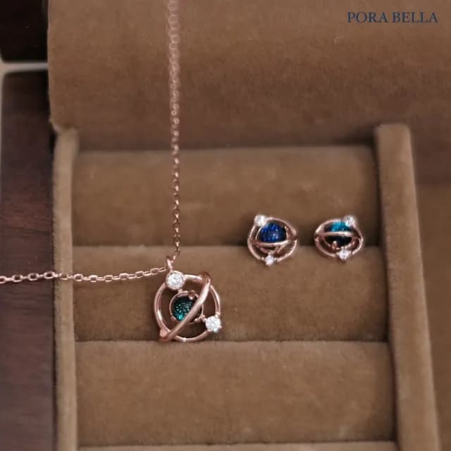 【Porabella】S925純銀夢幻星球耳環 星球手鍊 星球項鍊 藍寶石耳環  氣質小眾ins 生日禮物Earring