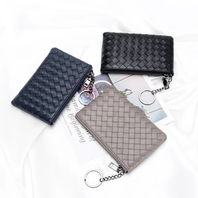 【LEESA】雙11 零錢包\編織錢包\小錢包\皮包\真皮包包 包\短夾\羊皮零錢包\羊皮包\編織零錢包\