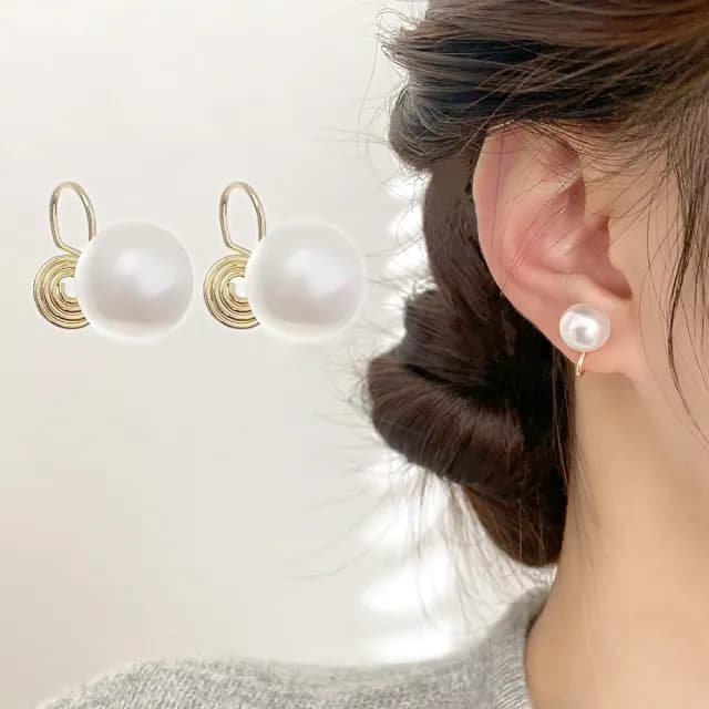 【穿搭配件】典雅珠光珍珠母貝夾式耳環(法式復古 百搭 低調 無耳洞 耳夾式耳環 禮物)