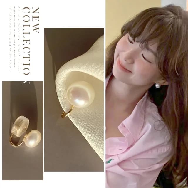 【穿搭配件】典雅珠光珍珠母貝夾式耳環(法式復古 百搭 低調 無耳洞 耳夾式耳環 禮物)