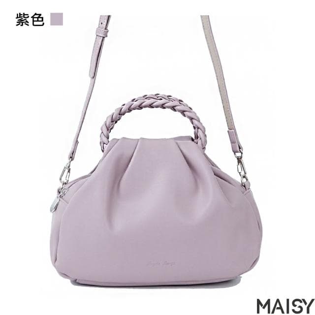 【MAISY】母親節禮物 日系設計時尚輕奢百搭軟皮肩背手提包(黑色／黃色／紫色／綠色／棕色)