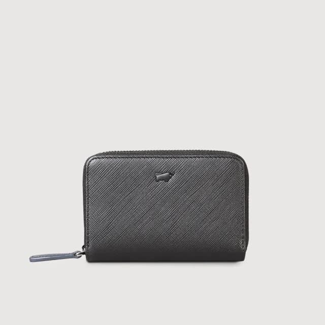 【BRAUN BUFFEL 德國小金牛】台灣總代理 洛菲諾P-II 雙層拉鍊零錢包-黑色(情人節禮物/BF347-161A-BK)