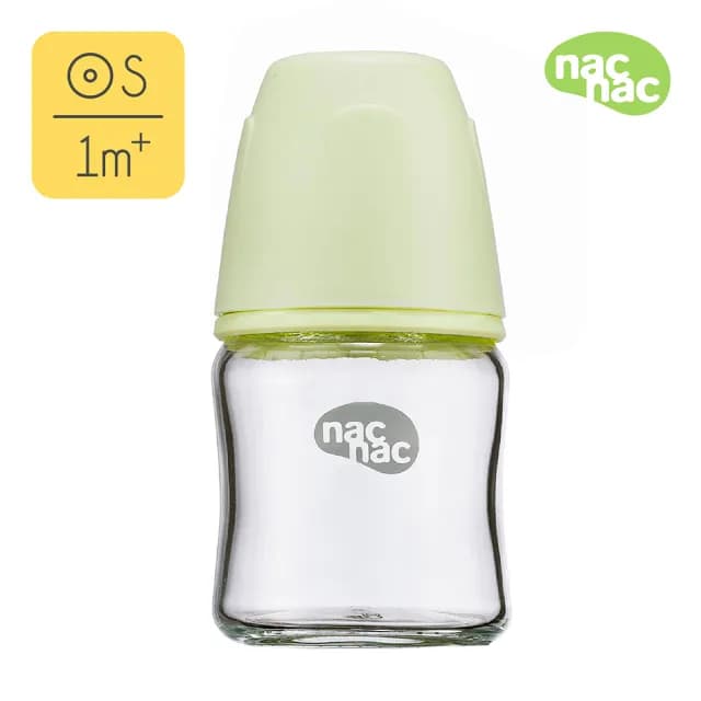 【nac nac】妍心35%晶透防脹氣玻璃寬口奶瓶120ml(茉莉綠)