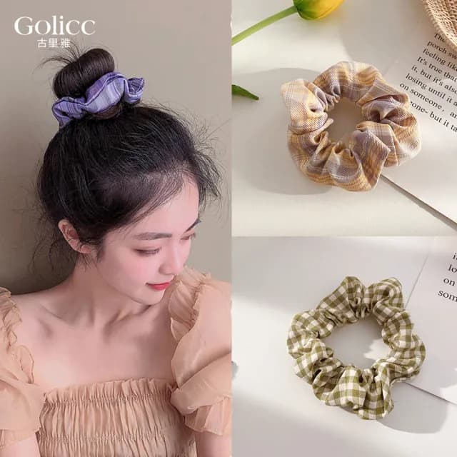 【Golicc】髮圈 可愛日系 泡泡歐根紗 2入(七夕 情人節 生日 髮飾 頭飾 大腸圈 髮夾 禮物)