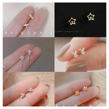 【HaNA 梨花】超迷你系列．睡覺不用摘金色小耳環合集(針式耳環 耳飾 耳圈 耳釘 耳扣)