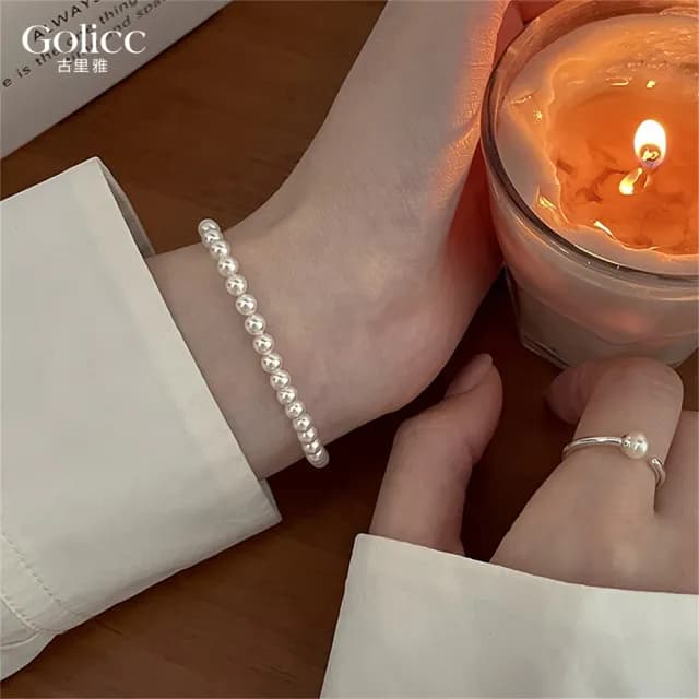 【Golicc】手鍊 法式經典 百搭珍珠鍊(七夕 情人節 生日 手環 手繩 首飾 飾品 禮物)