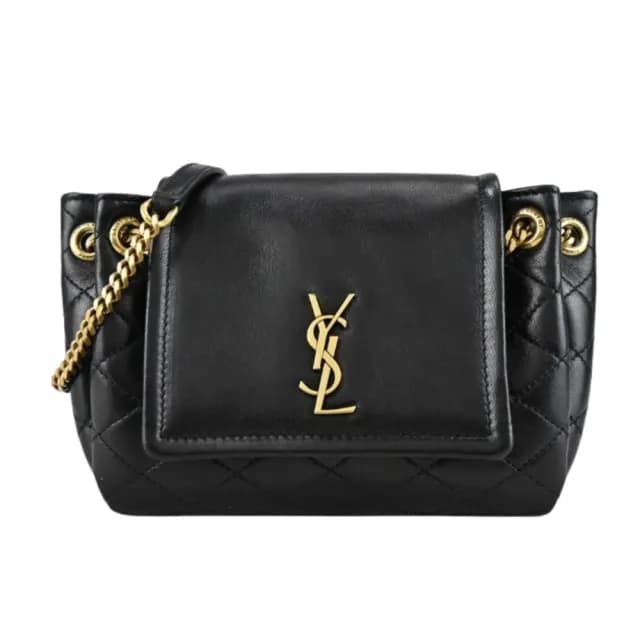 【Saint Laurent Paris】YSL Nolita 黑色 小羊皮 金鍊 迷你手袋 肩背包(6727381EL071000)