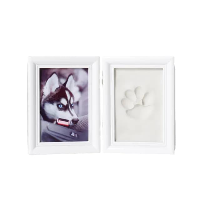 【Time Leisure 品閒】寵物毛孩腳印紀念相框/成長彌月禮(白泥白框組 5吋)