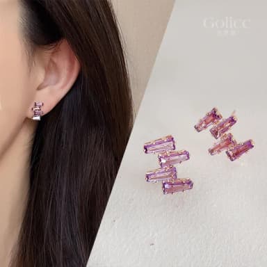 【Golicc】耳環 法式 氣質 輕奢水晶(母親節 生日 情人節 飾品 耳釘 耳飾 耳墜 禮物)