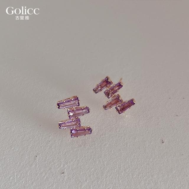 【Golicc】耳環 法式 氣質 輕奢水晶(母親節 生日 情人節 飾品 耳釘 耳飾 耳墜 禮物)