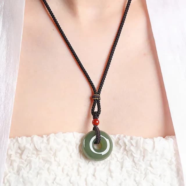 【LEEHER】玉石項鍊/平安扣項鍊/吊墜項鍊/和田玉/玉項鍊/飾品/平安玉佩/項鍊/平安項鍊