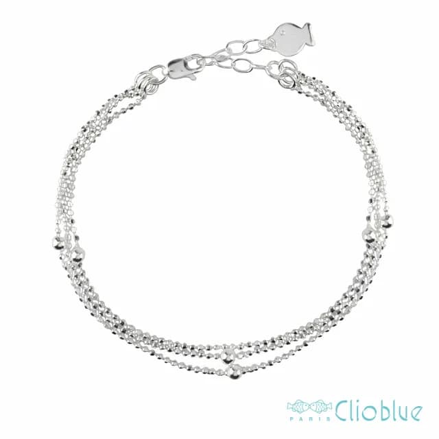 【Clio Blue】3條圓珠純銀手鍊-925純銀 情人魚 雙魚(法國巴黎品牌/925純銀)