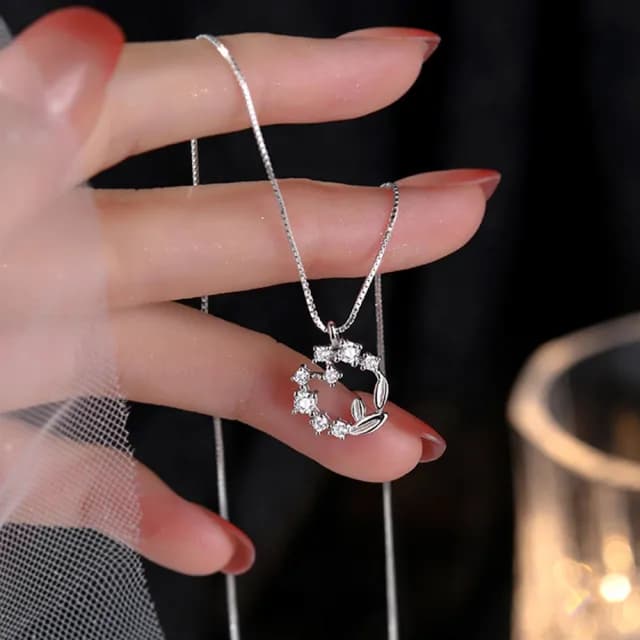 【LEESA】父親節禮物 花環項鍊\純銀項鍊\閨蜜項鍊\鎖骨鏈\造型項鍊\高級飾品\短項鍊\女朋友生日禮物\送禮\