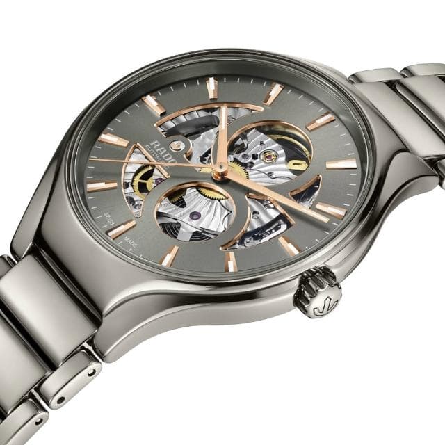 【Rado 雷達表】True Round 真系列開芯鏤空機械腕錶-40mm灰送禮推薦(R27108112)