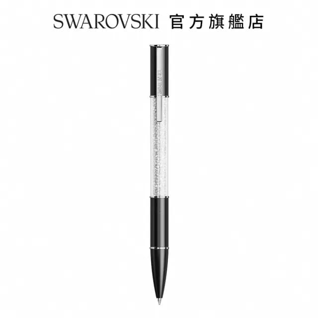【SWAROVSKI 施華洛世奇】Crystalline Lustre 圓珠筆 黑色 鍍白金色(情人節禮物)