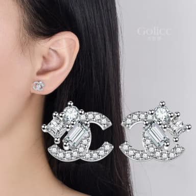 【Golicc】耳環 小香風 時尚優雅滿鑽(母親節 生日 情人節 飾品 耳釘 耳飾 耳墜 禮物)
