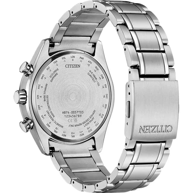 【CITIZEN 星辰】月相錶 光動能錶 電波錶 計時鈦金屬手錶 男錶 禮物 推薦(43mm BY1010-81H)