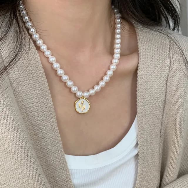【KT DADA】情人節禮物 小香項鍊 韓國日系項鍊 串珠項鍊 女生飾品 女生 閨蜜送禮 珍珠項鍊 短鍊 鎖骨鏈 氣