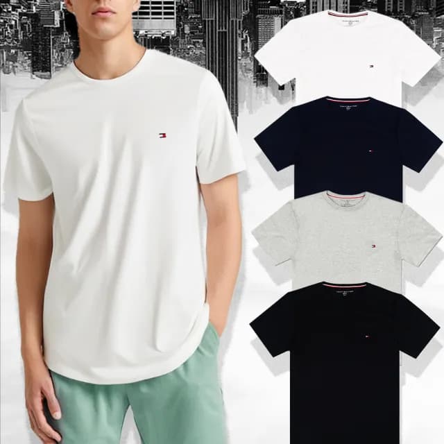 【Tommy Hilfiger】經典小LOGO 短袖 素T(刺繡LOGO熱賣款)
