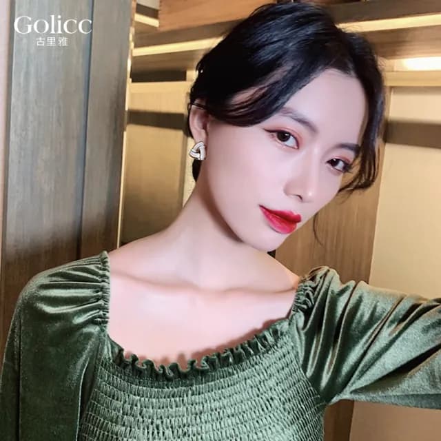 【Golicc】耳環 韓版 氣質 雙三角(七夕 情人節 生日 飾品 耳釘 耳飾 耳墜 禮物)