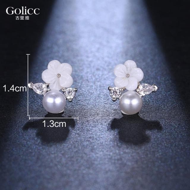 【Golicc】耳環 輕奢高級感 貝殼花朵珍珠(母親節 生日 情人節 飾品 耳釘 耳飾 耳墜 禮物)