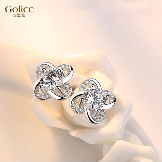 【Golicc】耳環 優雅幸運草 永恆花語(母親節 生日 情人節 飾品 耳釘 耳飾 耳墜 禮物)
