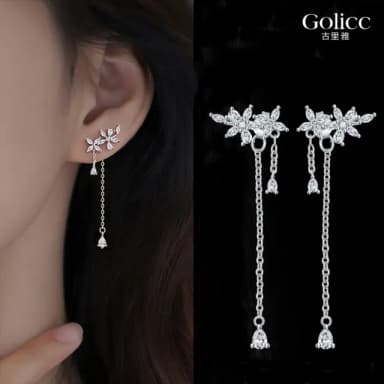 【Golicc】耳環 氣質花瓣 流蘇耳墬(七夕 情人節 生日 飾品 耳釘 耳飾 耳墜 禮物)