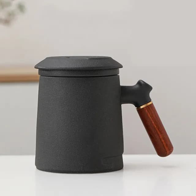 【悅康品家-品悅小物】悅山茶杯-博雅黑(泡茶杯 沖茶壺 隨身茶具 辦公室茶杯 獨享杯 旅行茶具)