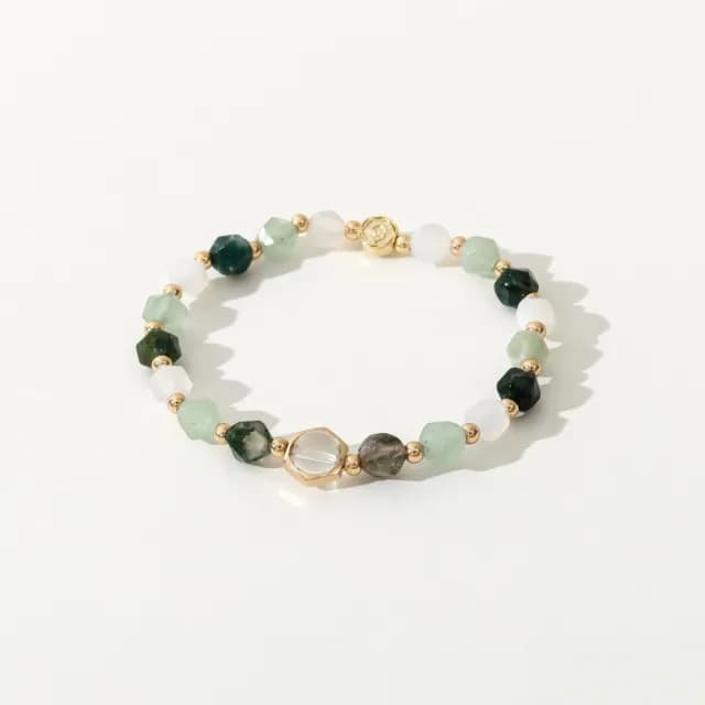 【SPANCONNY 飾品控】童趣 l 水草瑪瑙 綠東陵 白瑪瑙 白水晶 l 天然水晶手鍊(正財+免疫力)