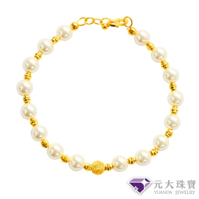 【元大珠寶】雙11黃金手鍊純金9999閃耀珍心 水晶珍珠(0.93錢正負5厘)