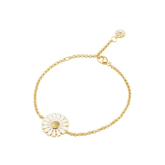 【Georg Jensen 官方旗艦店】DAISY 手鏈 - 線上獨家款(18K黃金電鍍純銀 白瓷琺瑯 手鏈)